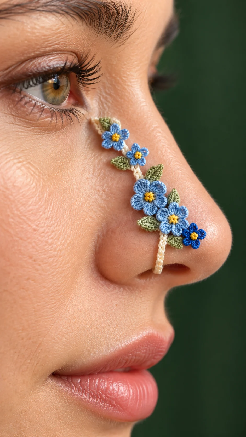 Blue Forget-Me-Not Nose Cuff Crochet Pattern