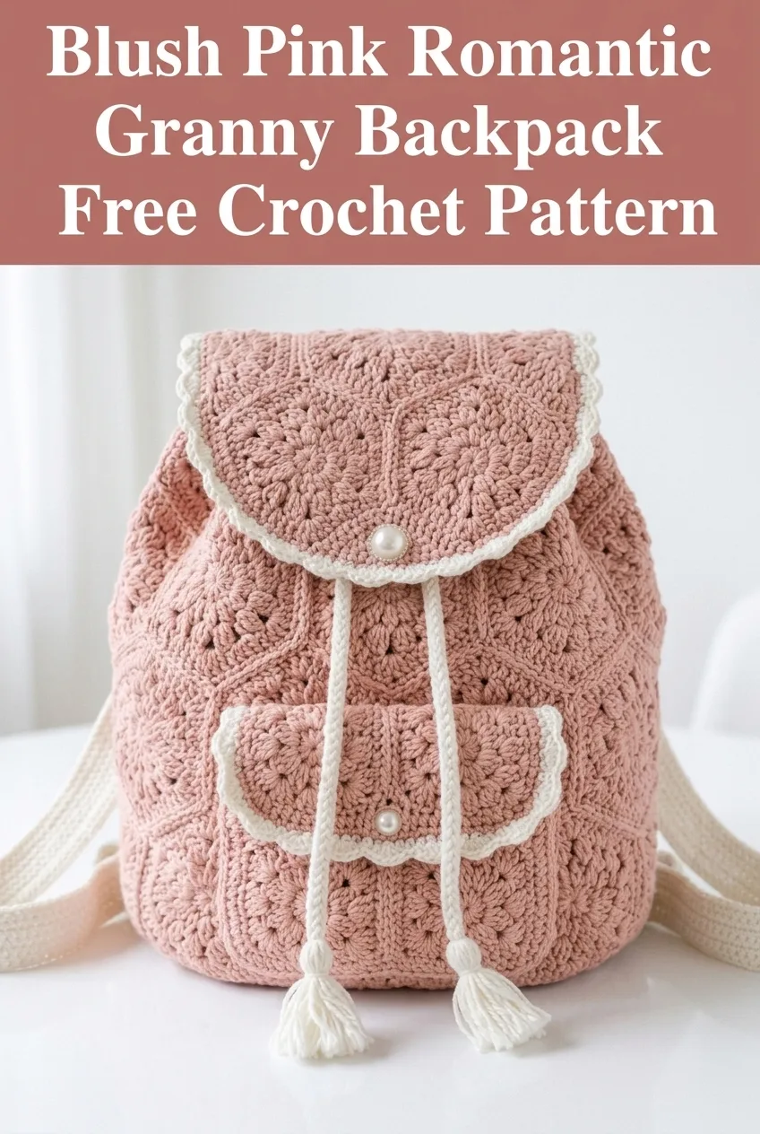 Blush Pink Romantic Granny Backpack Free Crochet Pattern