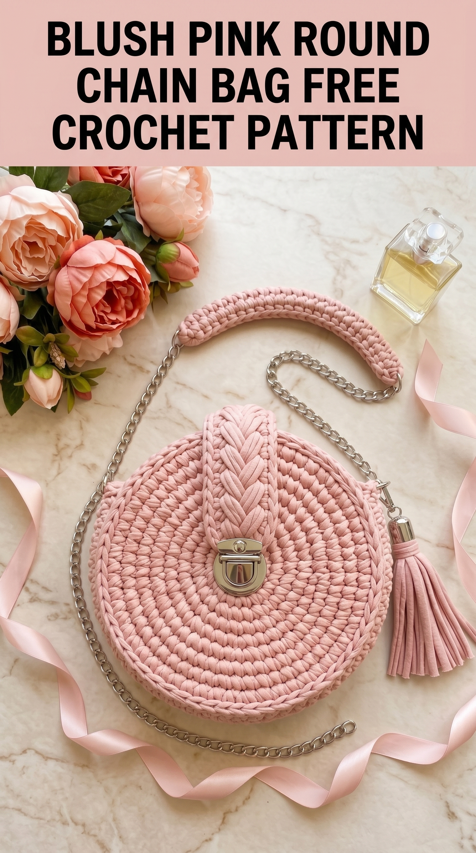 Blush Pink Round Chain Bag Free Crochet Pattern