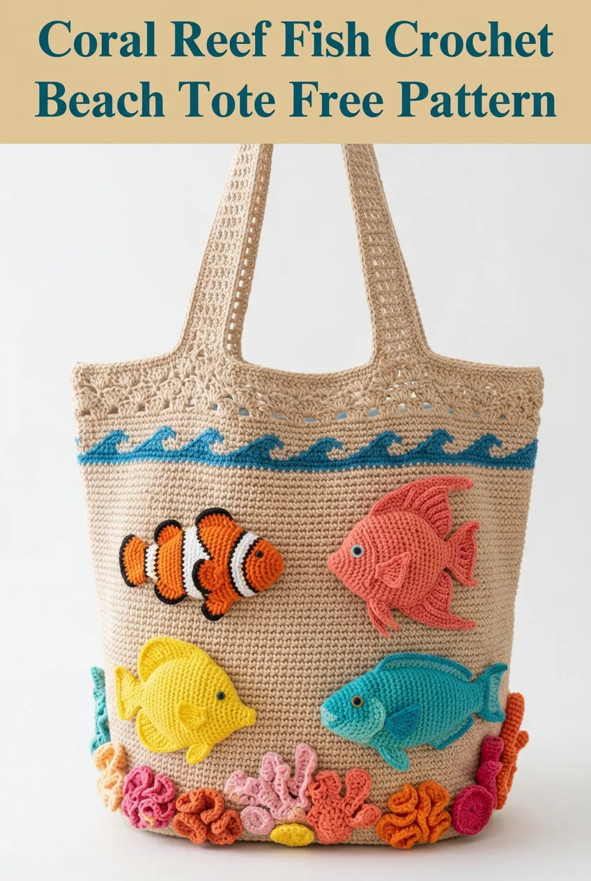Coral Reef Fish Crochet Beach Tote Free Pattern