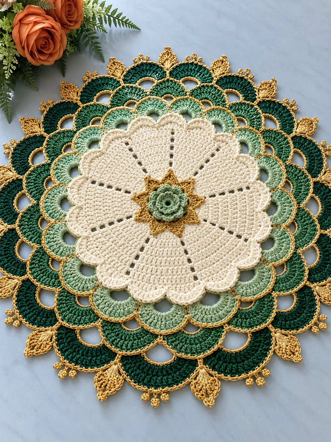Emerald Ombre Lace Placemat Crochet Pattern
