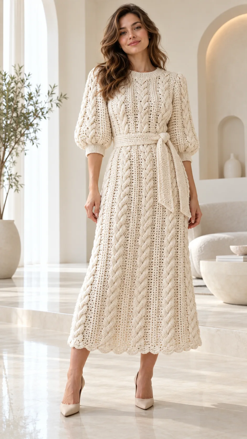 Ivory Braided Midi Dress Crochet Pattern