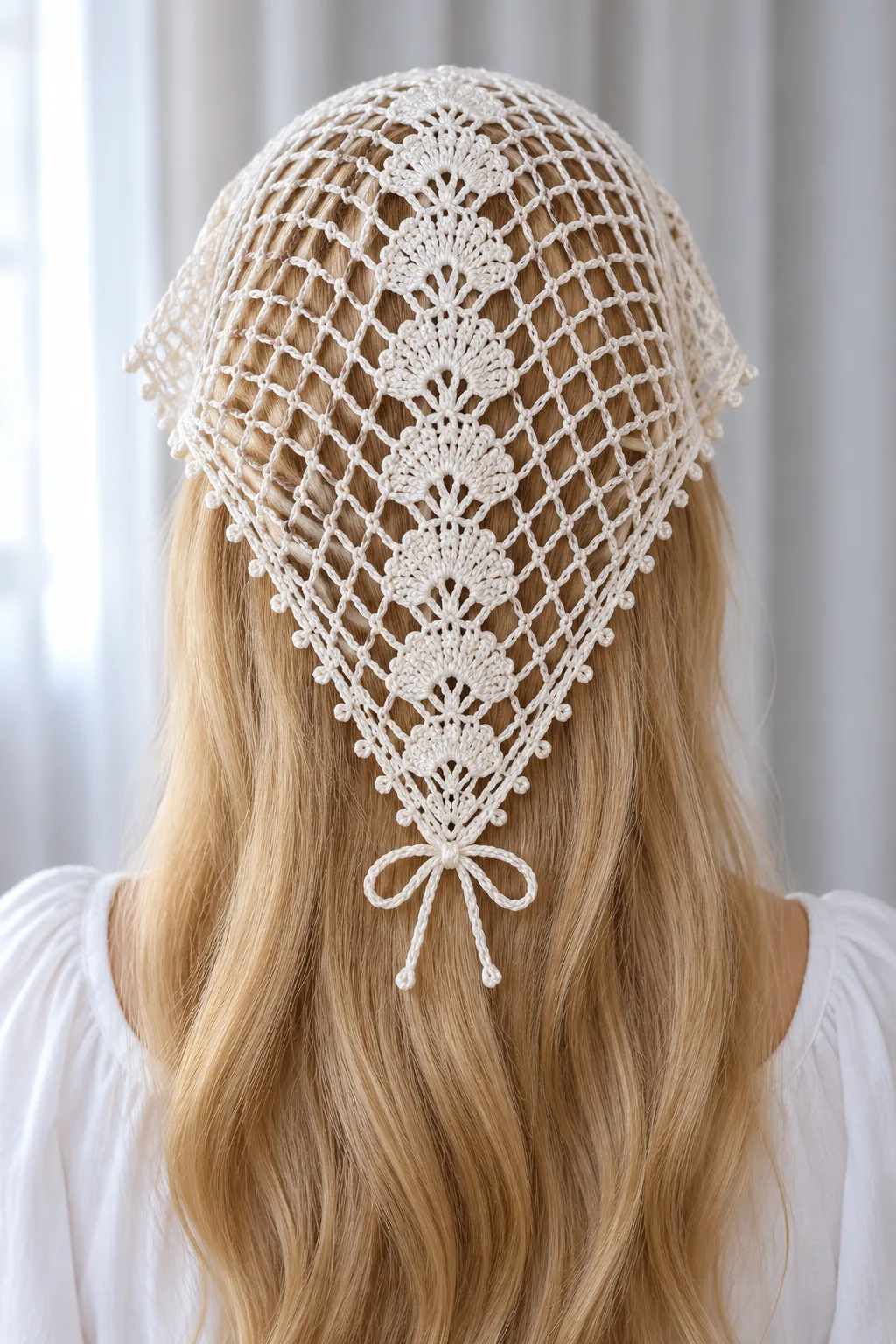 Ivory Bridal Lace Headscarf Crochet Pattern
