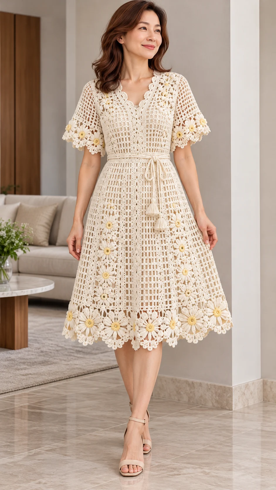 Ivory Meadow Mesh Dress Crochet Pattern