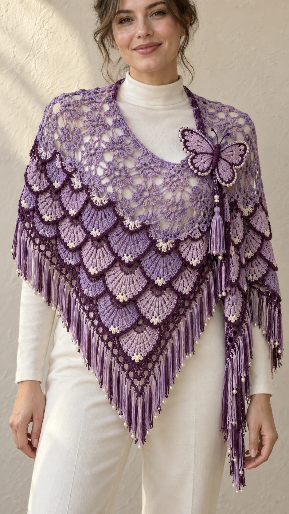 Lavender Butterfly Shawl Crochet Pattern