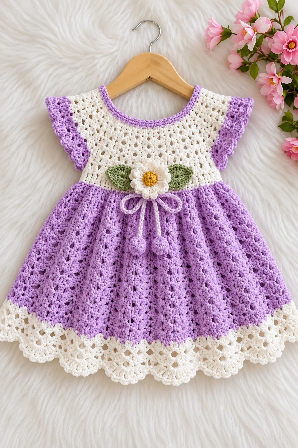 Lavender Daisy Baby Dress Crochet Pattern