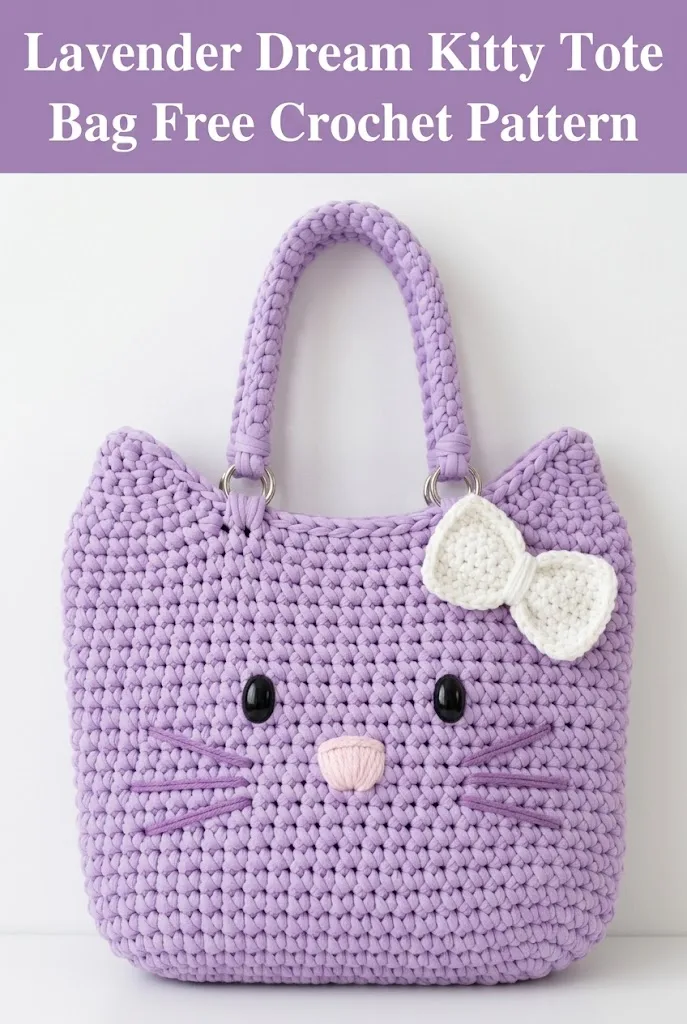 Lavender Dream Kitty Tote Bag Free Crochet Pattern