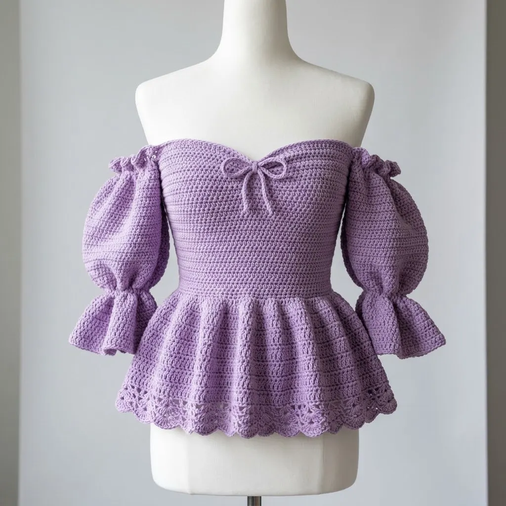 Lavender Purple Dreamy Peplum Crochet Top Pattern
