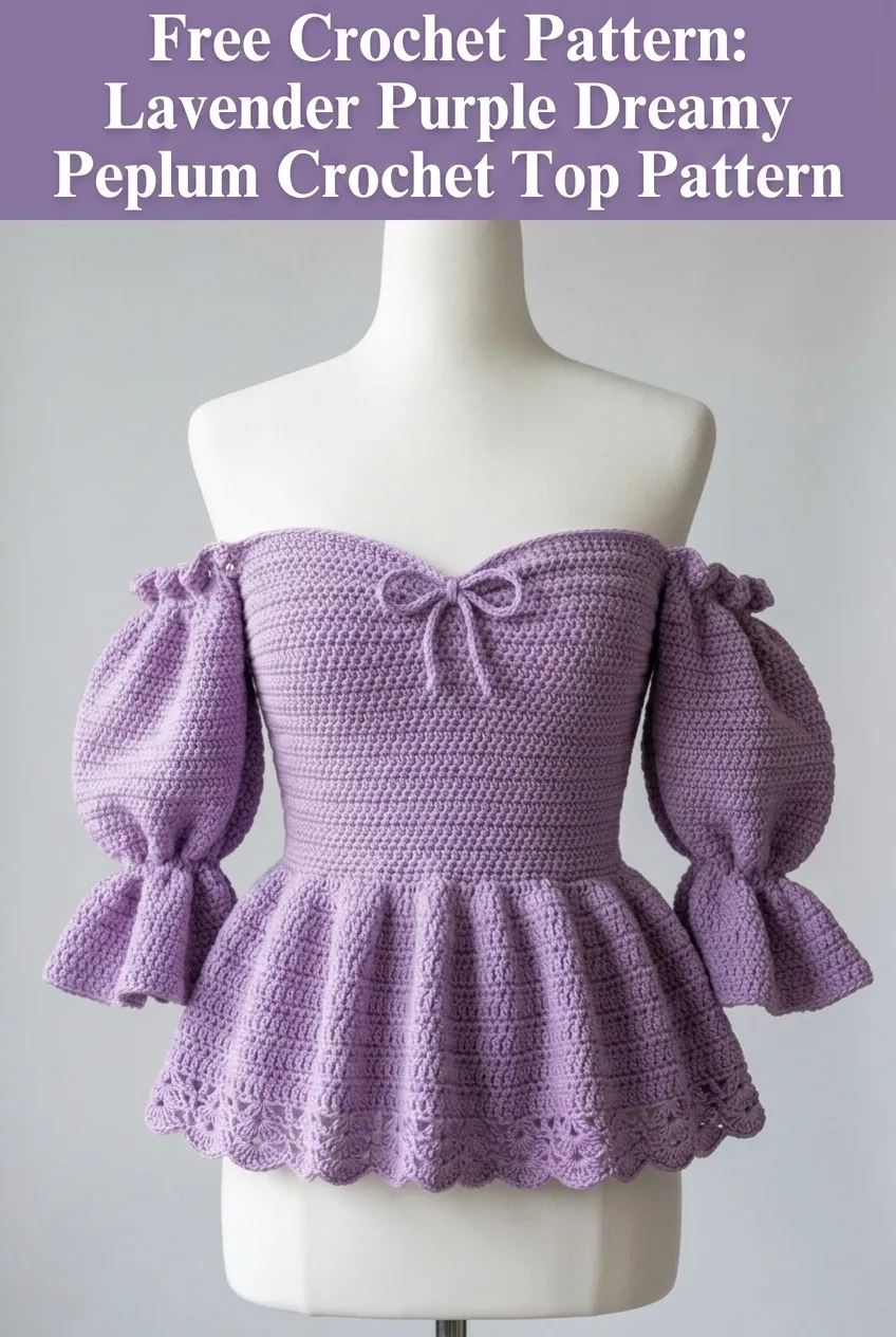 Lavender Purple Dreamy Peplum Crochet Top Pattern