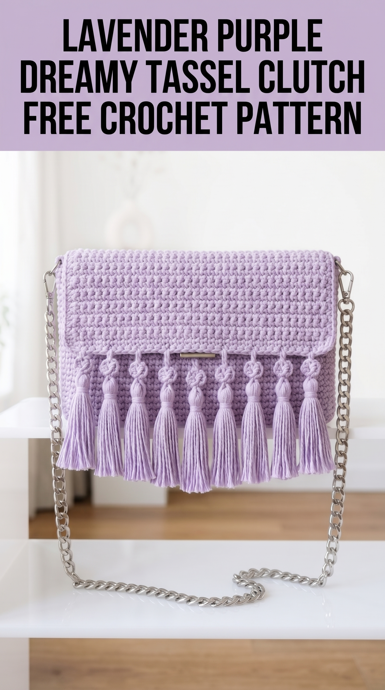 Lavender Purple Dreamy Tassel Clutch Free Crochet Pattern