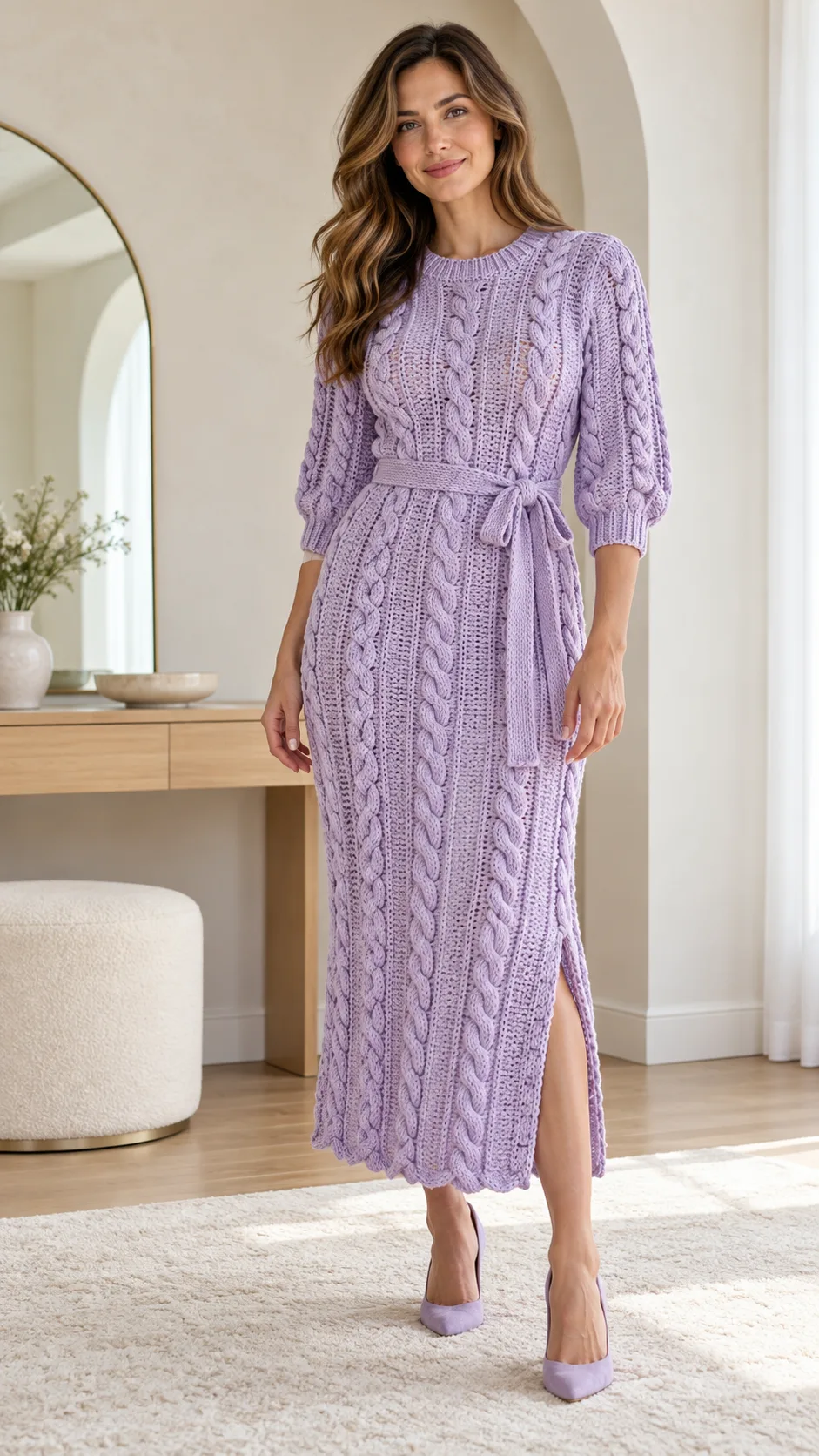 Lilac Cable Slit Dress Crochet Pattern
