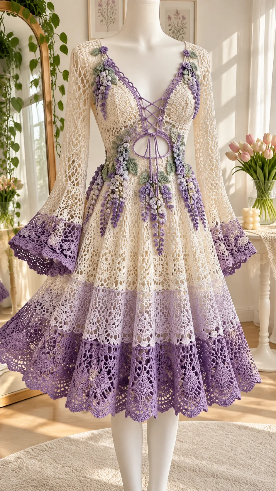 Lilac Wisteria Lace Dress Crochet Pattern