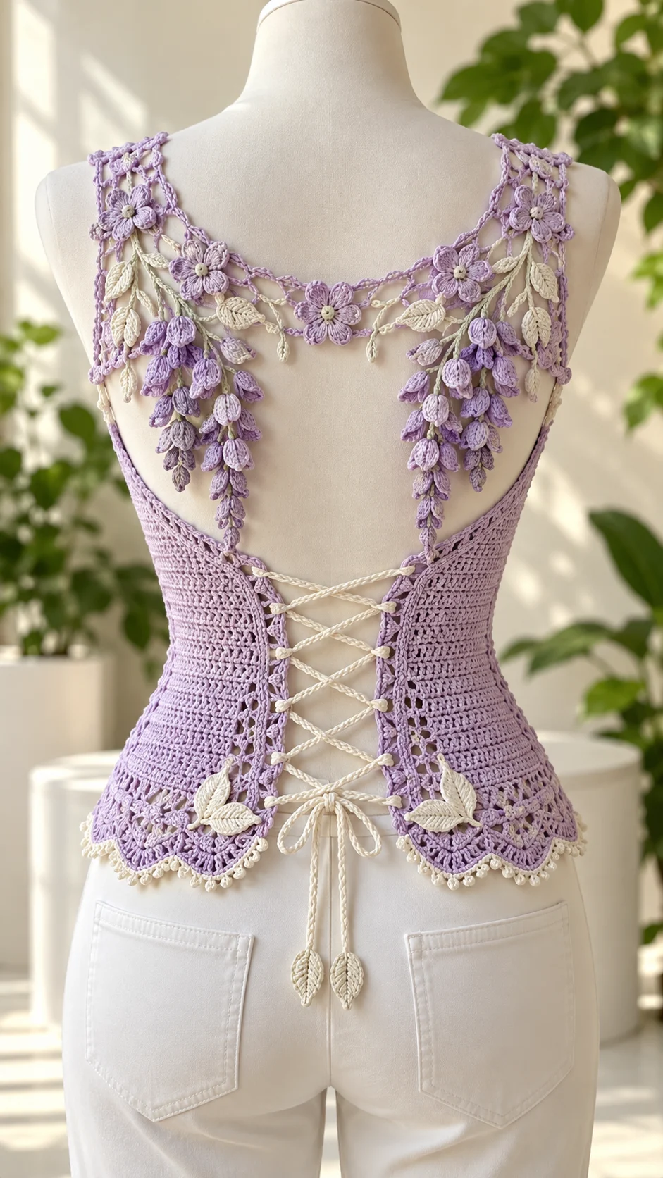 Lilac Wisteria Lace-Up Top Crochet Pattern