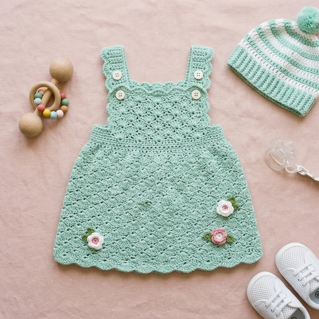 Mint Garden Baby Crochet Dress Free Pattern