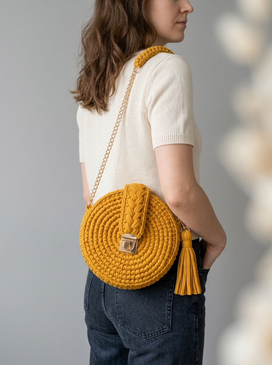 Mustard Yellow Circle Purse Free Crochet Pattern