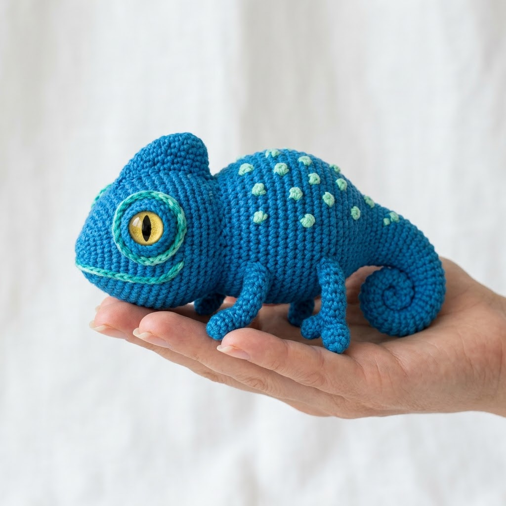 Ocean Blue Chameleon Amigurumi Free Crochet Pattern