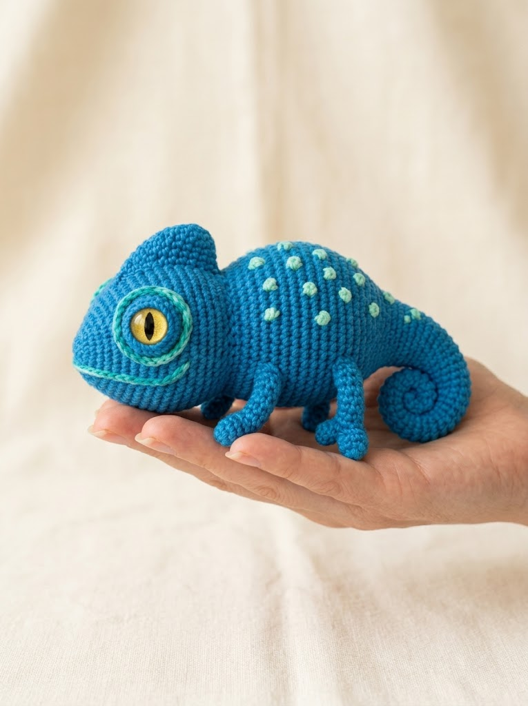 Ocean Blue Chameleon Amigurumi Free Crochet Pattern