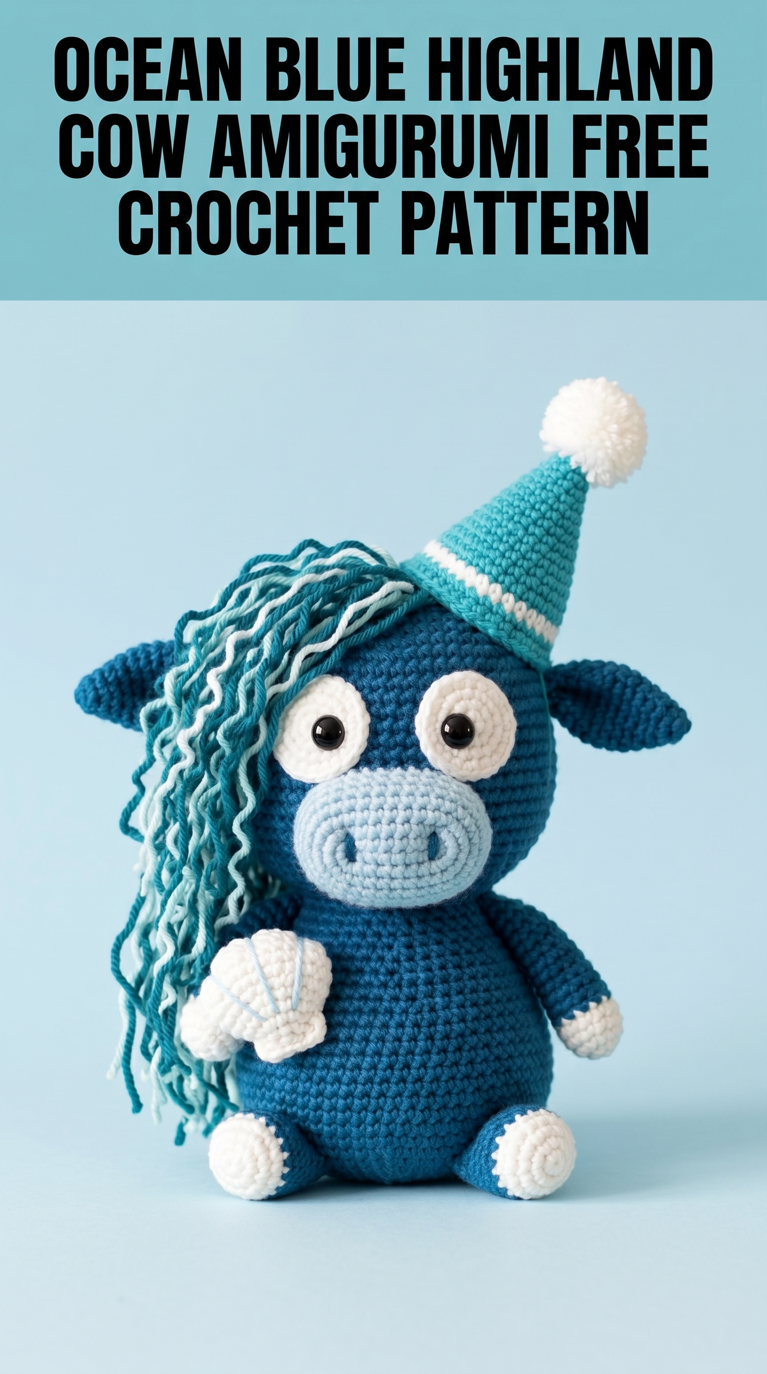 Ocean Blue Highland Cow Amigurumi Free Crochet Pattern