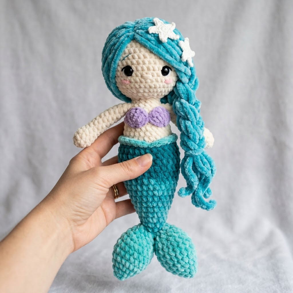 Ocean Blue Mermaid Plush Doll Pattern