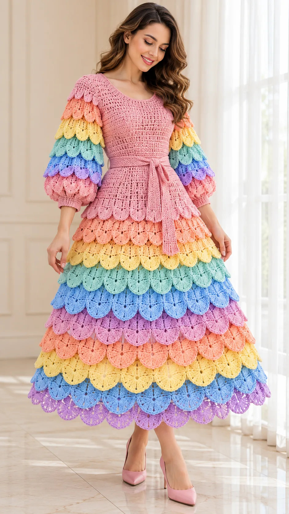 Pastel Petal Midi Dress Crochet Pattern