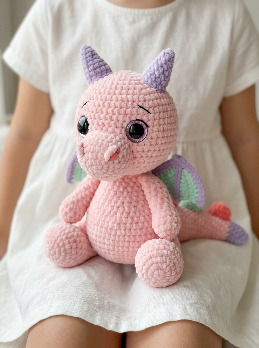 Pastel Pink Dragon Amigurumi Plush Free Crochet Pattern