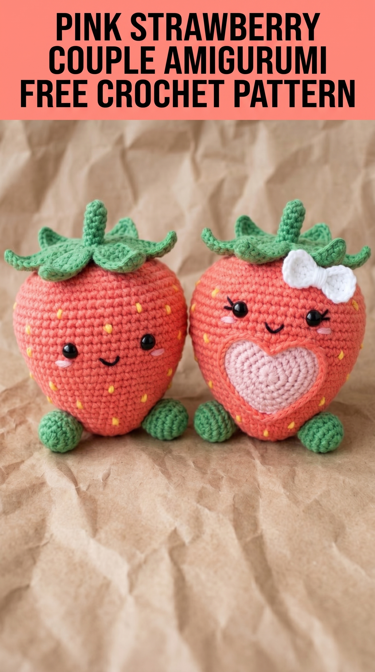 Pink Strawberry Couple Amigurumi Free Crochet Pattern