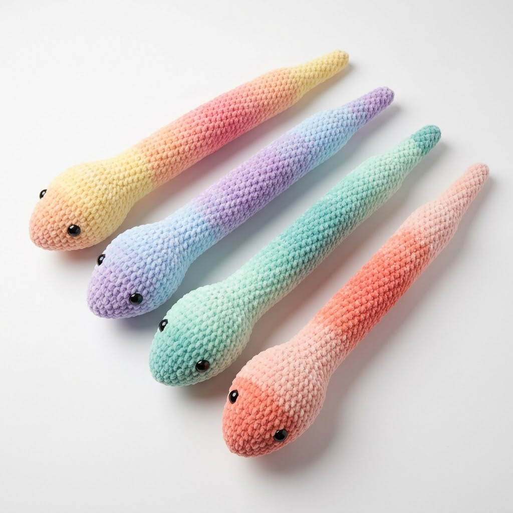 Rainbow Pastel Snake Plushie Pattern