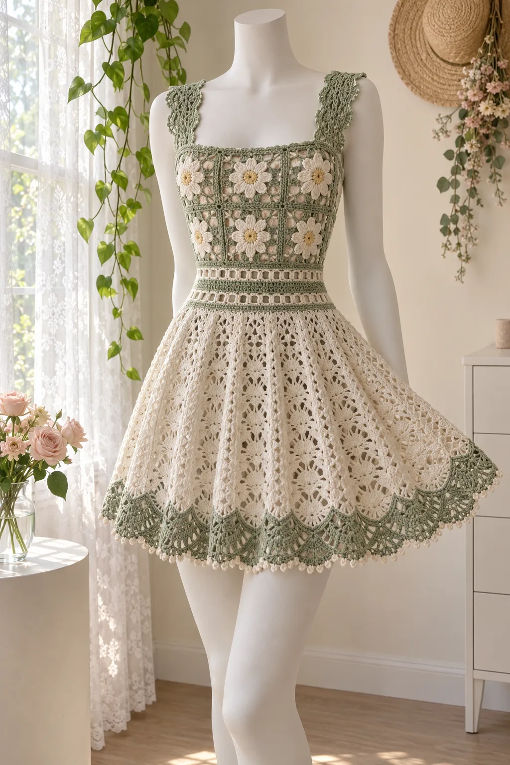 Sage Daisy Lace Dress Crochet Pattern