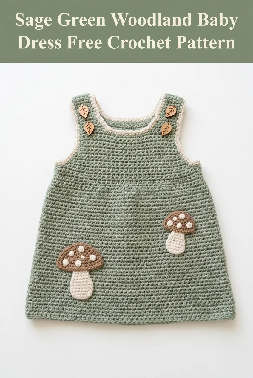 Sage Green Woodland Baby Dress Free Crochet Pattern