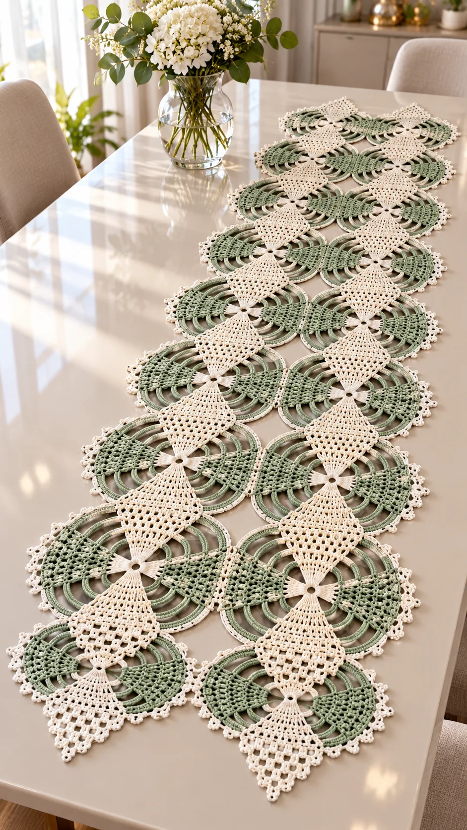Sage Pearl Lace Runner Crochet Pattern