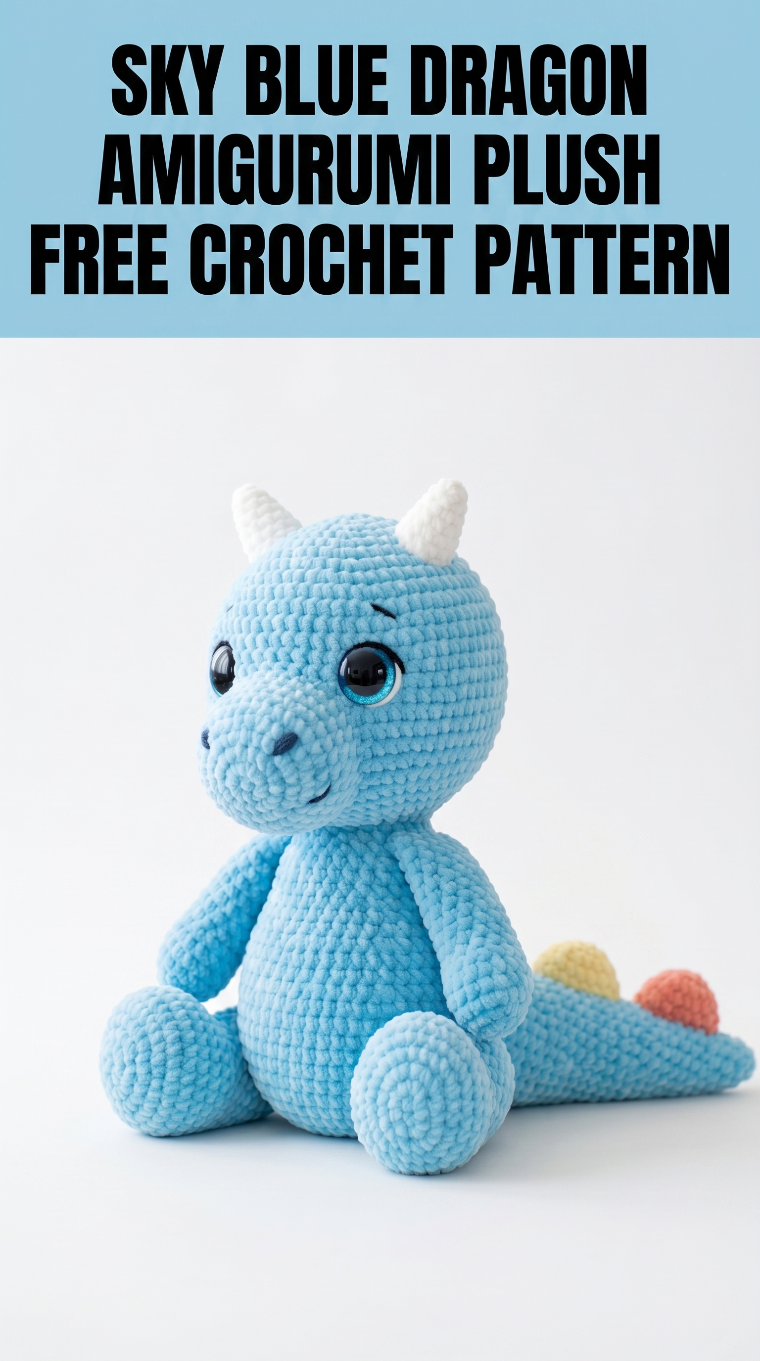 Sky Blue Dragon Amigurumi Plush Free Crochet Pattern