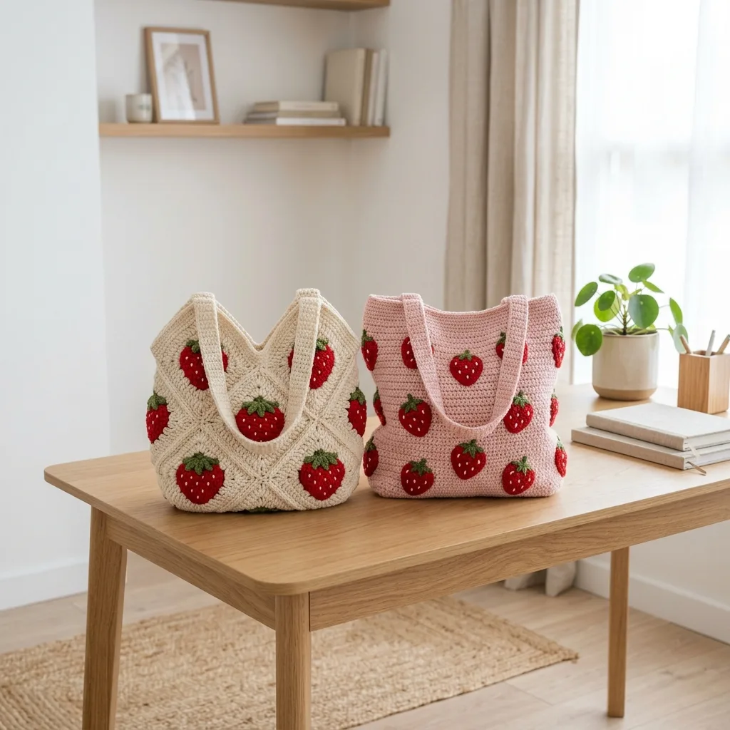 Strawberry Fields Granny Square Tote Crochet Pattern