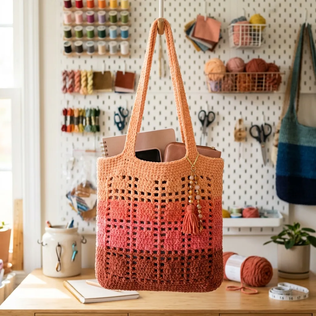 Sunset Gradient Grid Tote Crochet Pattern
