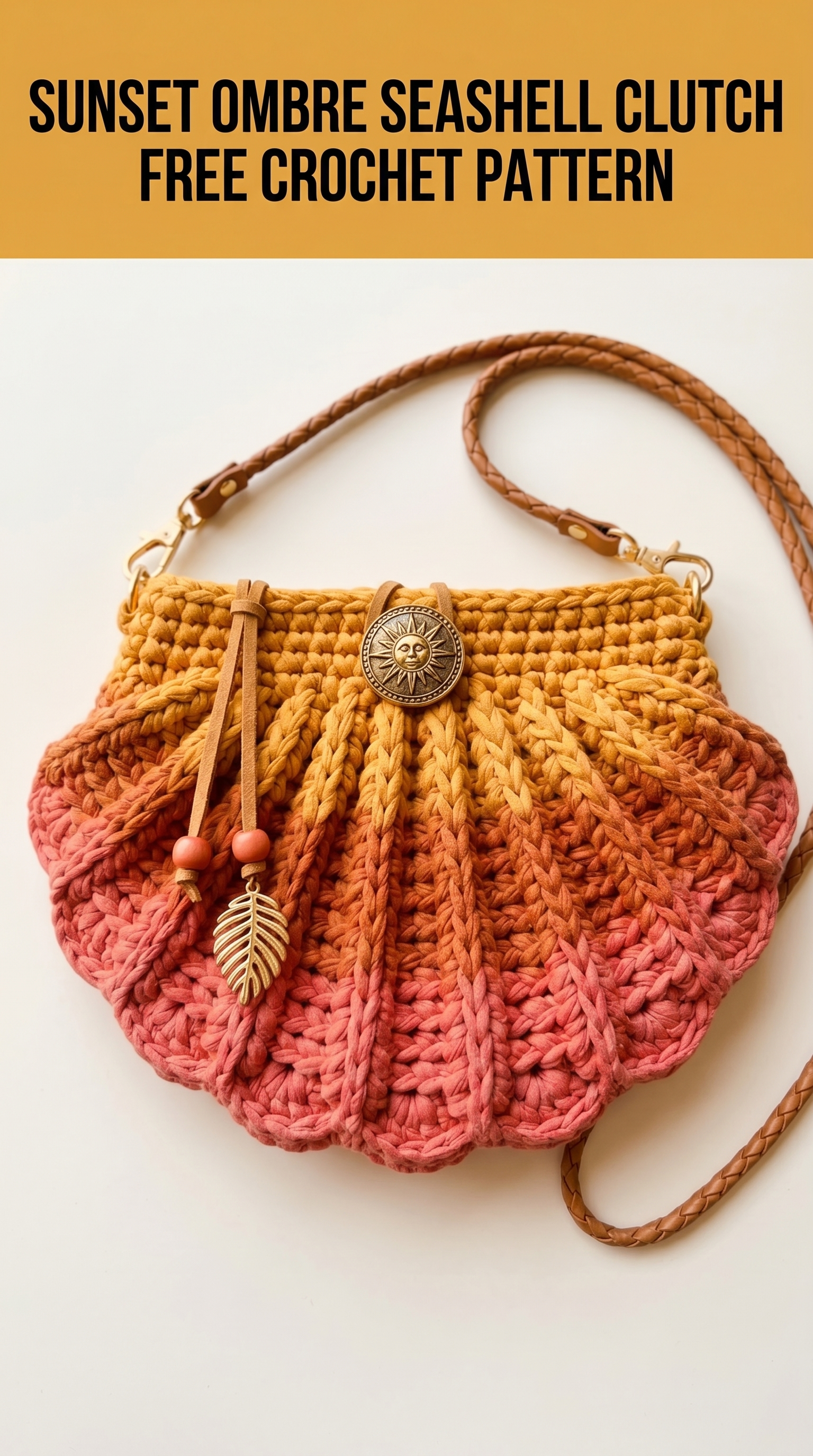 Sunset Ombre Seashell Clutch Free Crochet Pattern