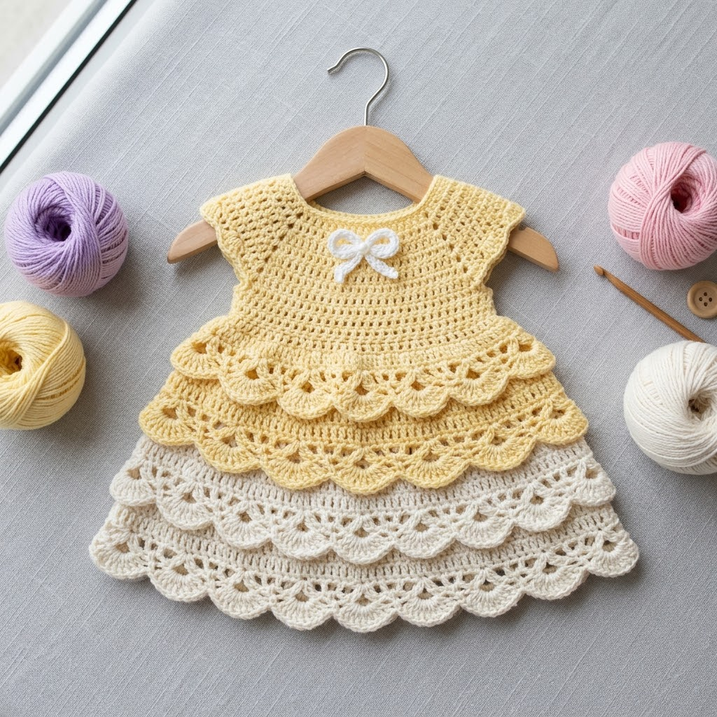 Sunshine Lemon Tiered Baby Dress Pattern