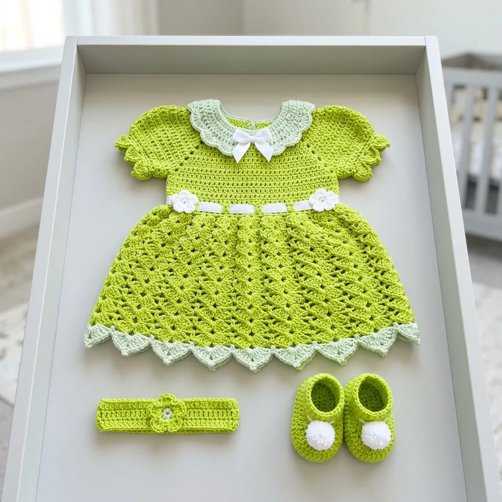 Tinkerbell Green Fairy Baby Dress Free Crochet Pattern