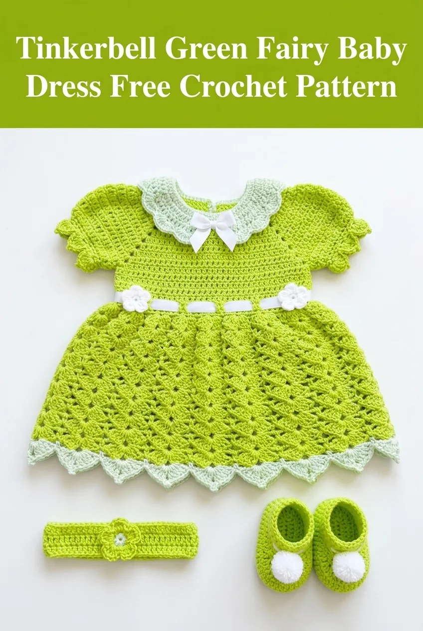 Tinkerbell Green Fairy Baby Dress Free Crochet Pattern