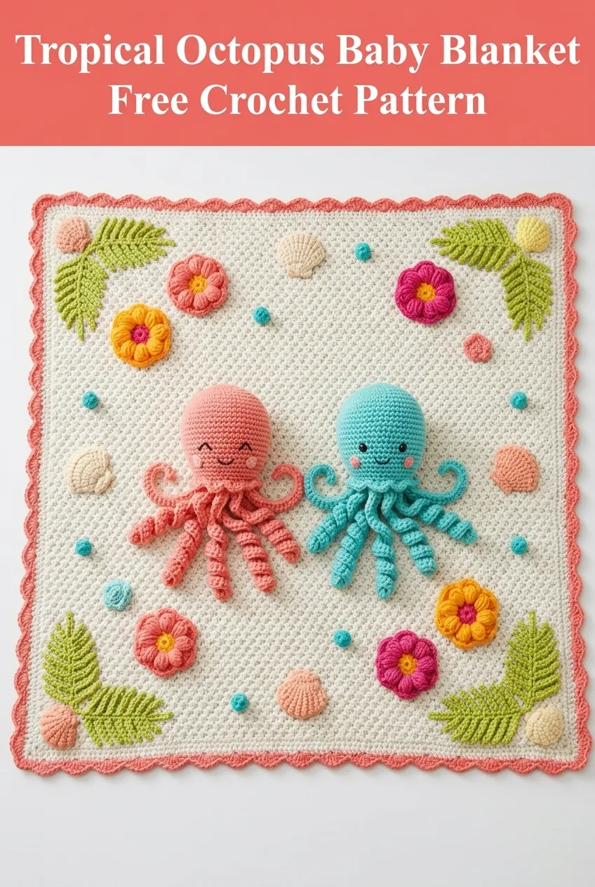 Tropical Octopus Baby Blanket Free Crochet Pattern