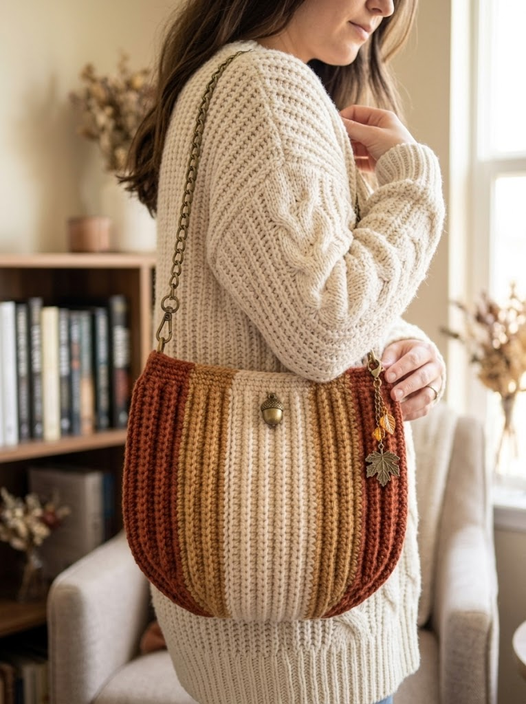 Warm Autumn Terracotta Shoulder Bag Free Crochet Pattern