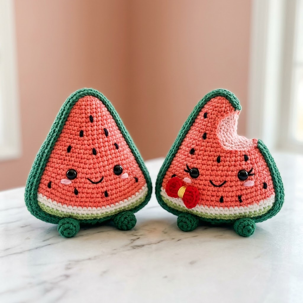 Watermelon Slice Couple Amigurumi Free Crochet Pattern