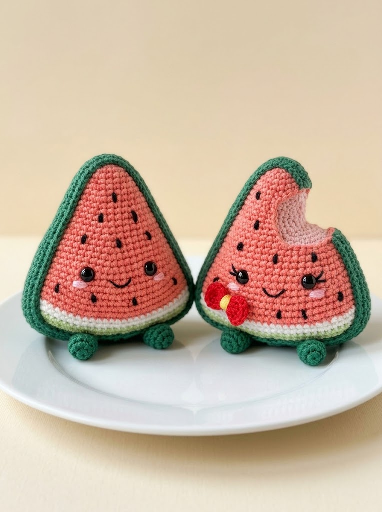 Watermelon Slice Couple Amigurumi Free Crochet Pattern