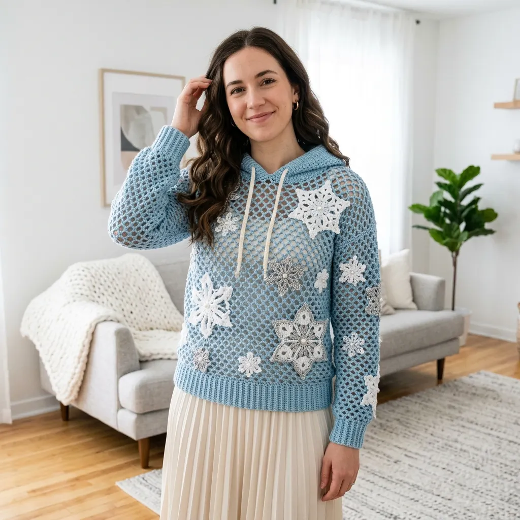 Winter Snowflake Crochet Hoodie
