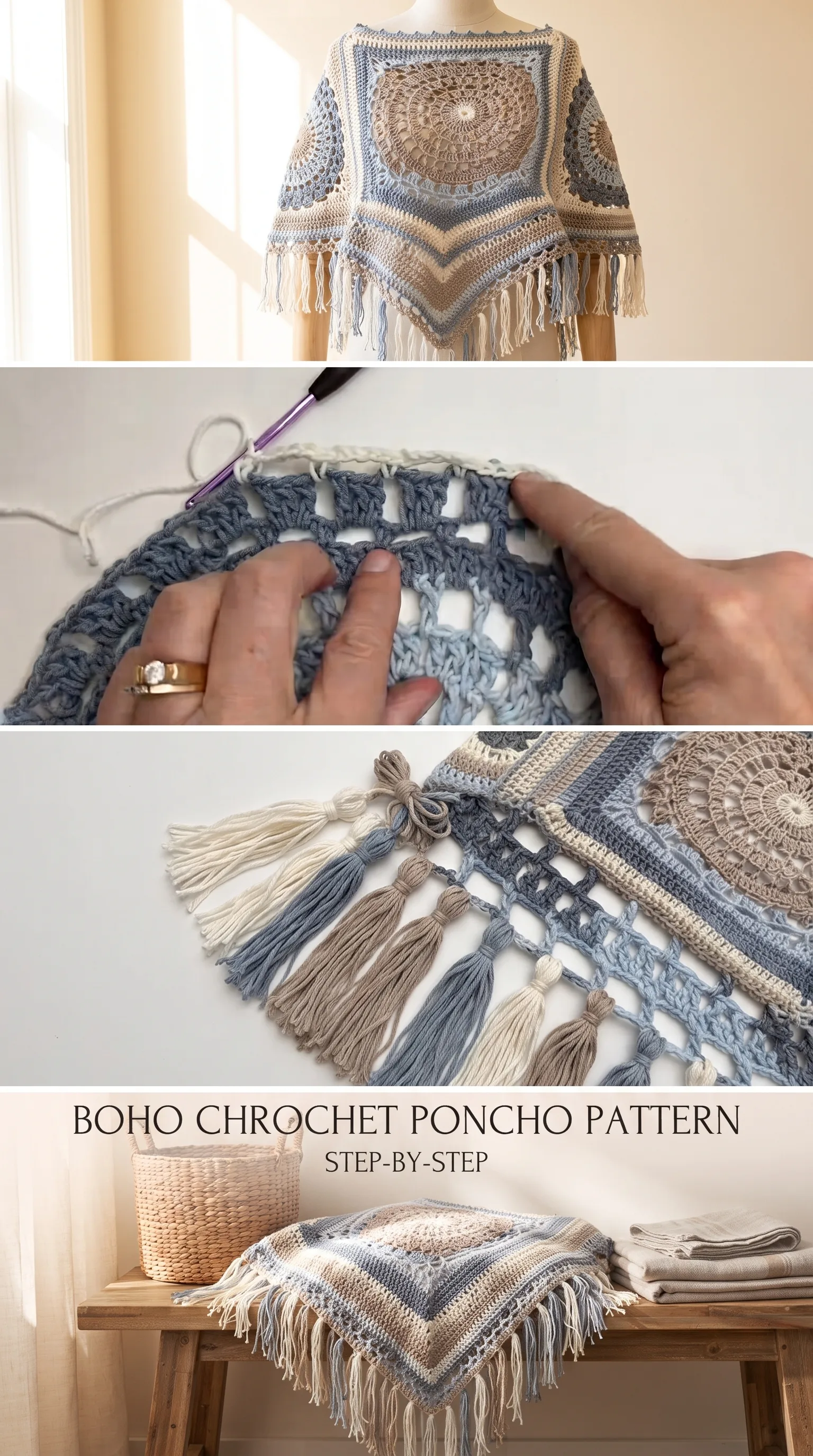 Crochet Boho Poncho: A Chic and Timeless Wrap pattern