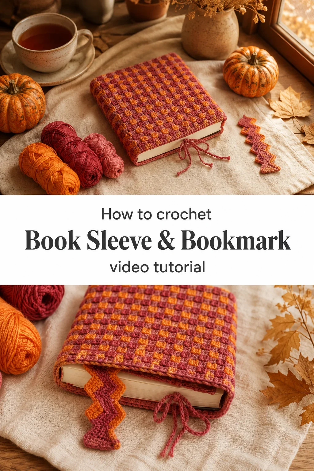 Crochet Book Sleeve & Bookmark: A Charming Autumn Set
