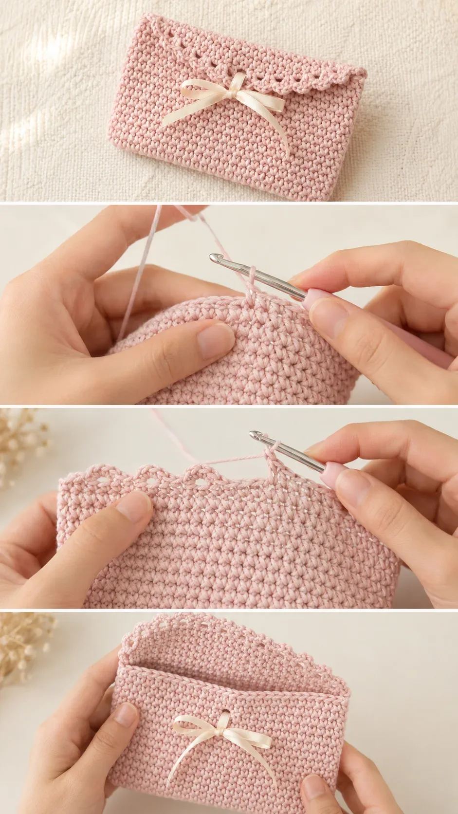 Crochet Bow Pencil Case: A Charming and Practical Pouch pattern