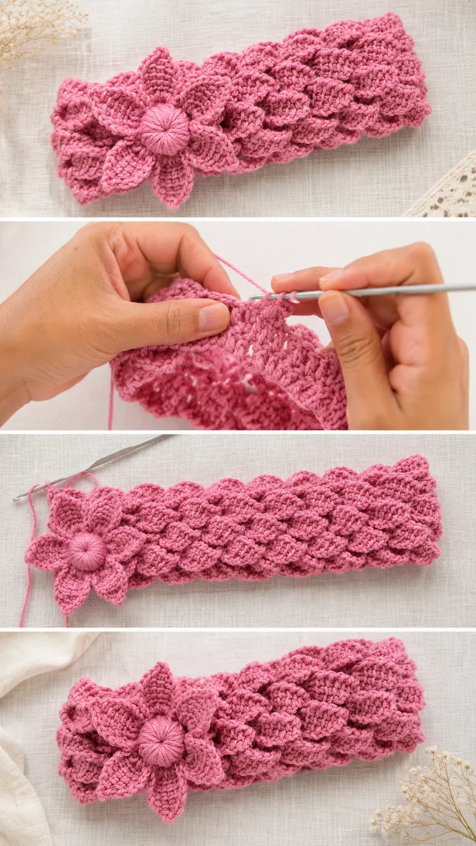 Crochet Braided Leaf Headband: A Charming Floral Accent pattern