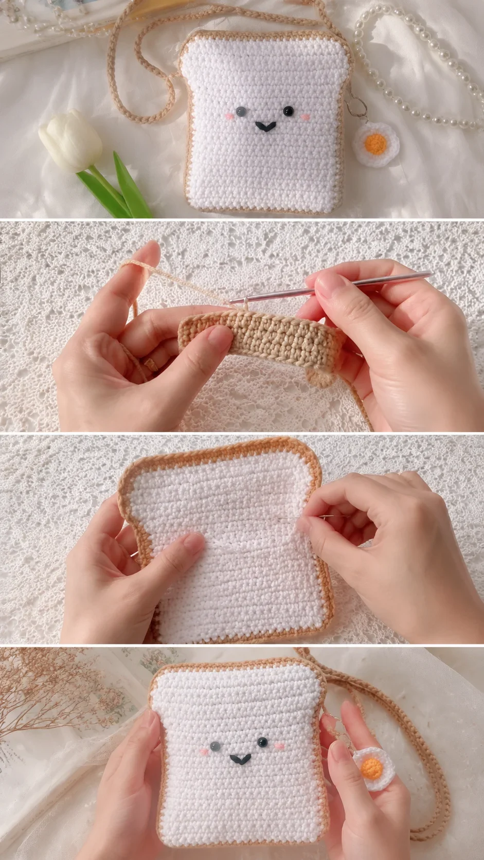 Crochet Bread Slice Bag: A Whimsical Kawaii Accessory pattern