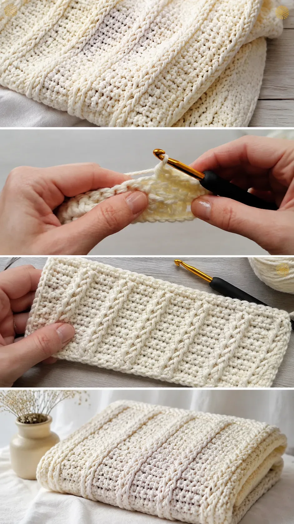 Crochet Cable Stitch Blanket: A Timeless Textured Classic pattern