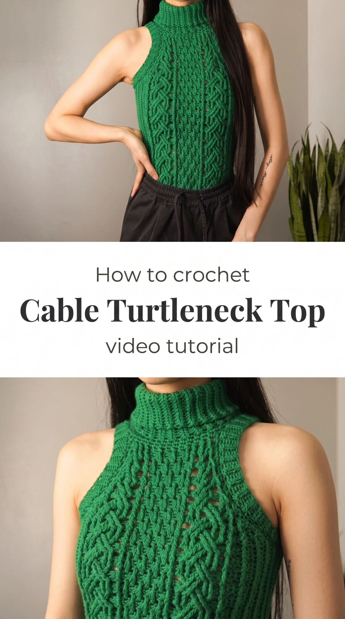 Crochet Cable Turtleneck Top: A Bold and Chic Statement