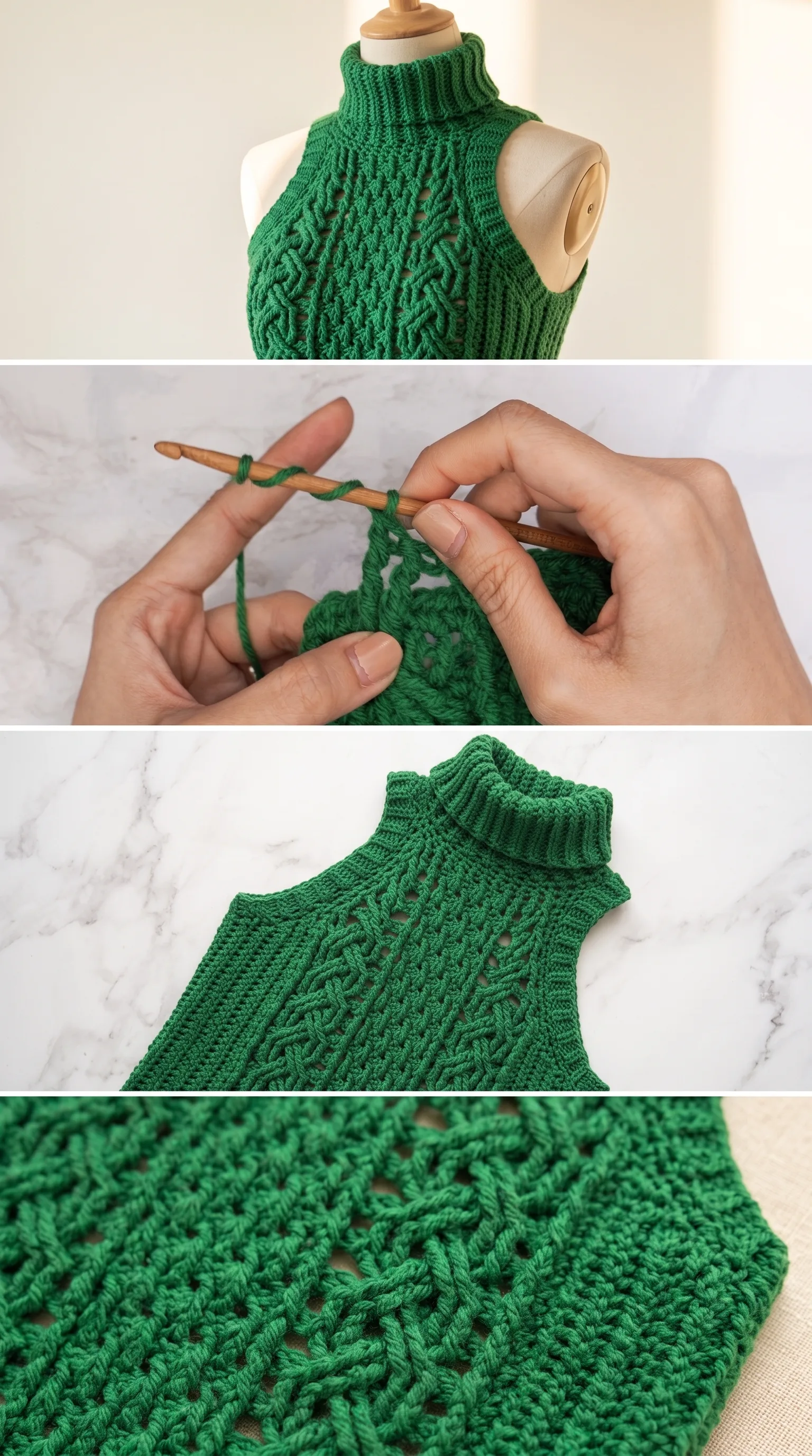Crochet Cable Turtleneck Top: A Bold and Chic Statement pattern